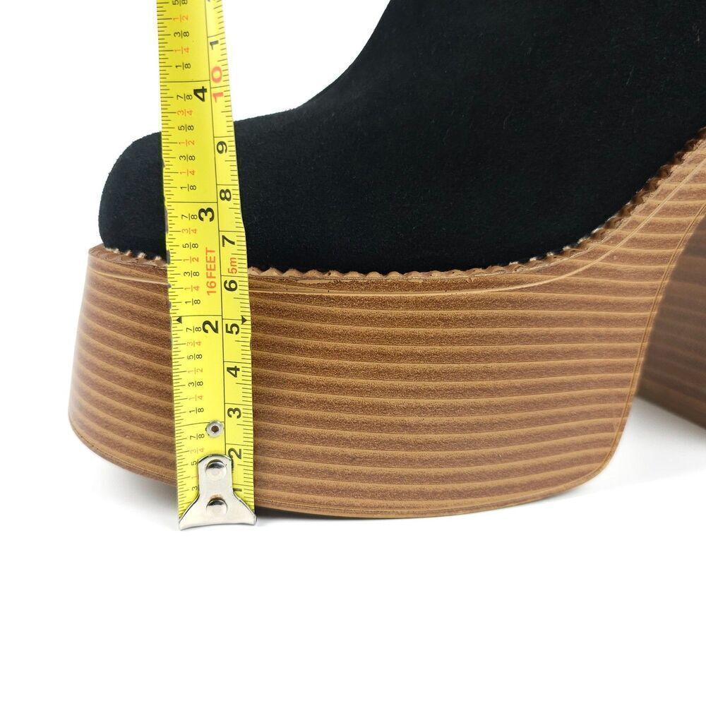 URBAN OUTFITTERS Anna Platform Gogo Boots Black Suede Leather 90s Boho Grunge 9 - Picture 7 of 11